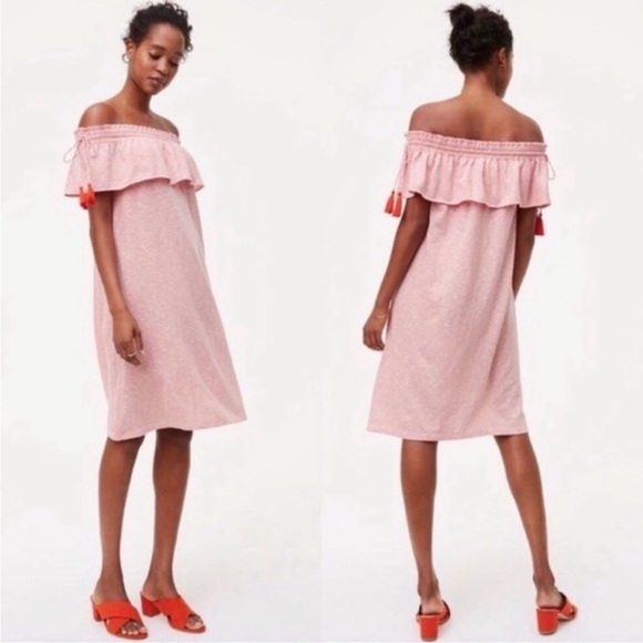 Loft Off The Shoulder Stripe Boho Dress Small NWT - Picture 2 of 8